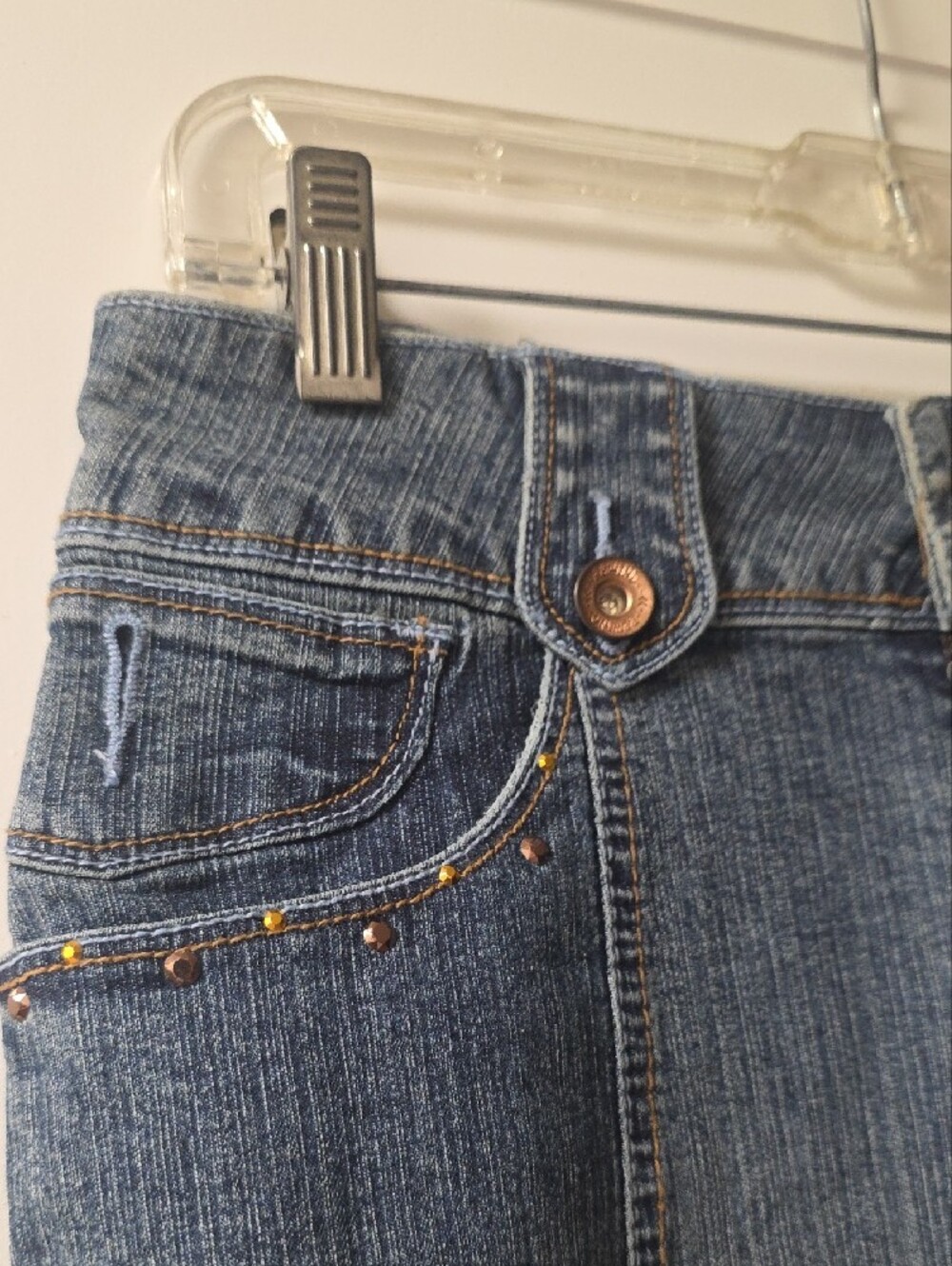 Rewind Blue Denim Flare Skirt with Stud Detail Size 5 - Picture 2 of 11